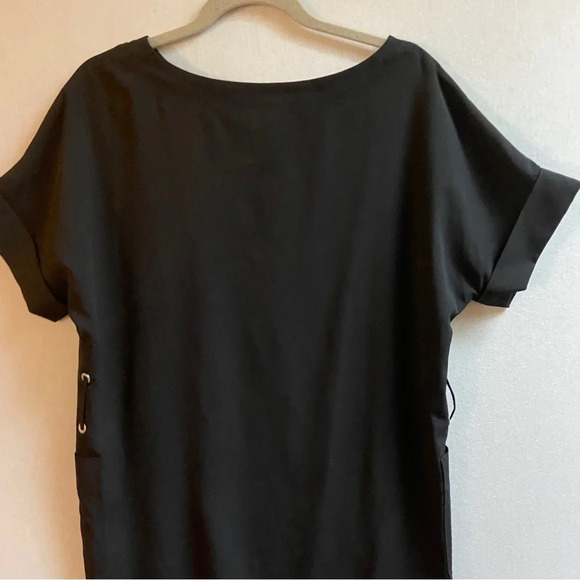 ARITZIA Babaton black short cuffed sleeves pockets slit mini tunic dress size M - Picture 8 of 13